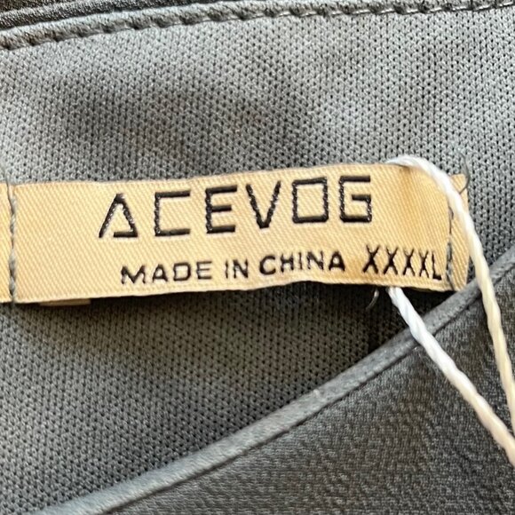 Acevog Womens Chiffon Blouse Green Long Sleeves Back Zip Lined XXXXL 4XL New - Picture 7 of 11